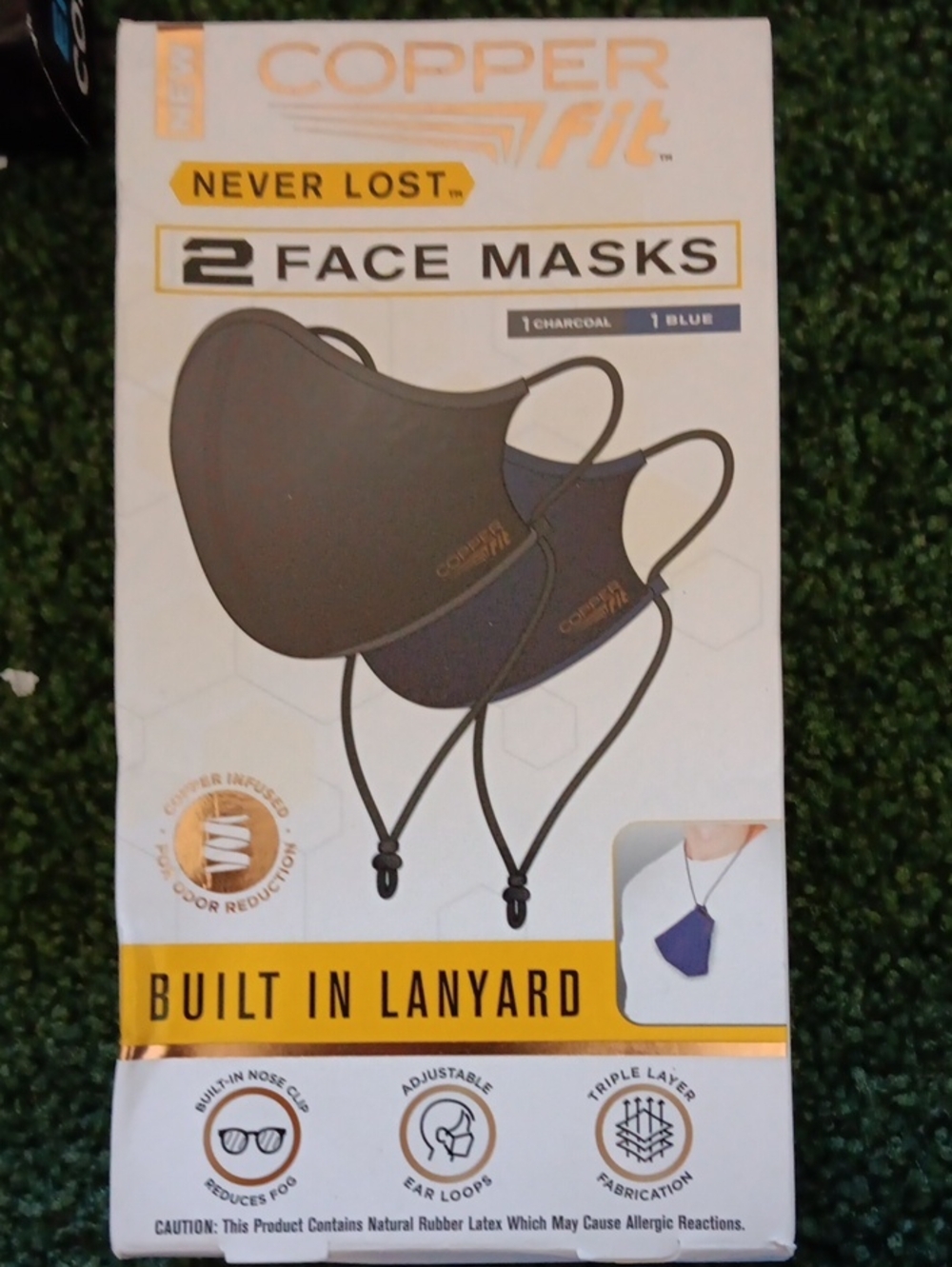 Copper Fit Women’s Face Masks - Charcoal & Blue (2-Pack)